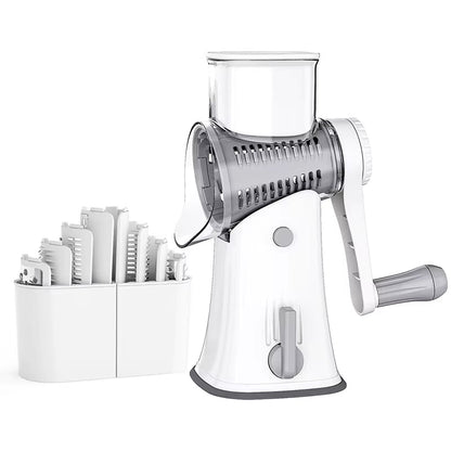 5 in 1 Rotary Cheese Grater Shredder Kitchen Mandoline Vegetable Julienne Slicer Waffle Cutter Nut Chopper JT247