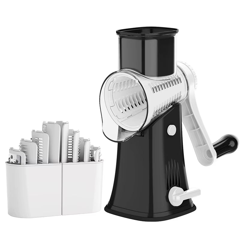 5 in 1 Rotary Cheese Grater Shredder Kitchen Mandoline Vegetable Julienne Slicer Waffle Cutter Nut Chopper JT247