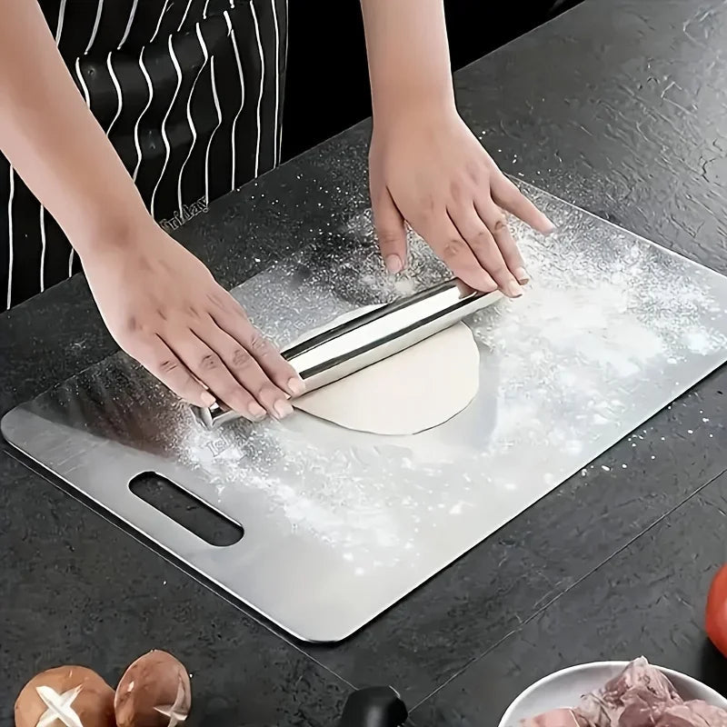 2Pcs Stainless Steel Cutting Board Set - Heavy Duty Non-Slip for Meat & Vegetables | BPA Free & Rust Proof