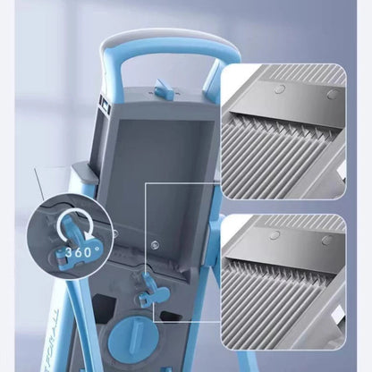 Multifunctional Mandoline Vertical Vegetable Chopper, Manual Kitchen Slicer Shredder Grater Cutter with Safe Pusher & Container