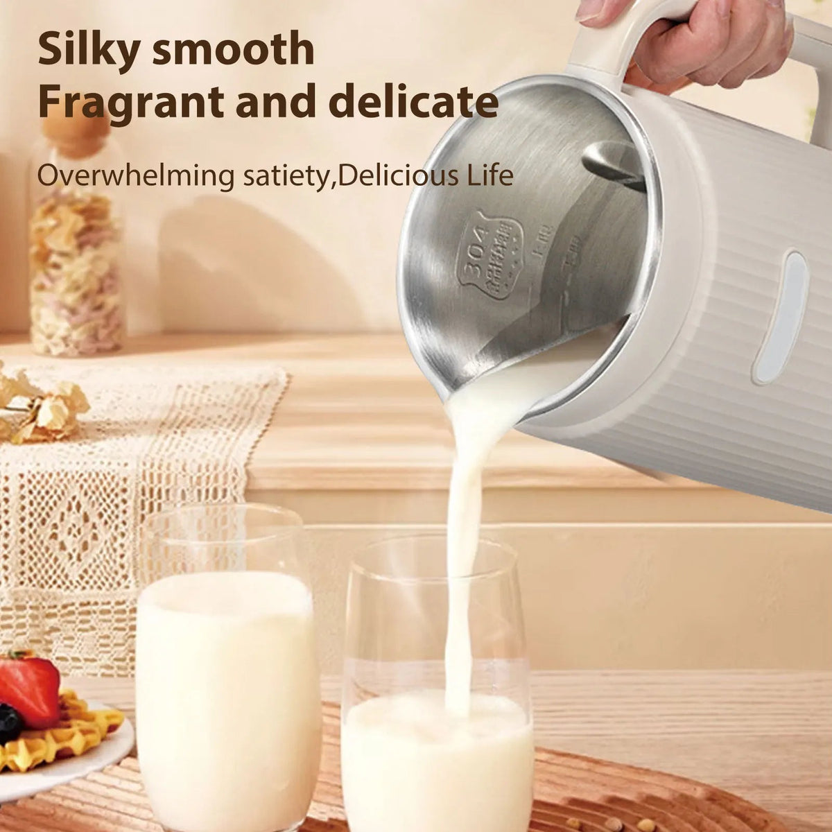 【New】Programmable Blender with Digital Display 12 Stainless Steel Blades Auto Cleaning 8H Keep Warm Function for Almond Milk